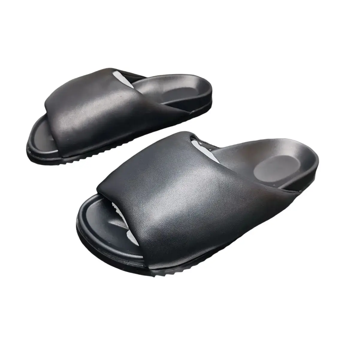 

Men's Slippers Casual Cow Leather Women Sandals Luxury Trainers High Street Summer Black High Quality Designer Shoes
