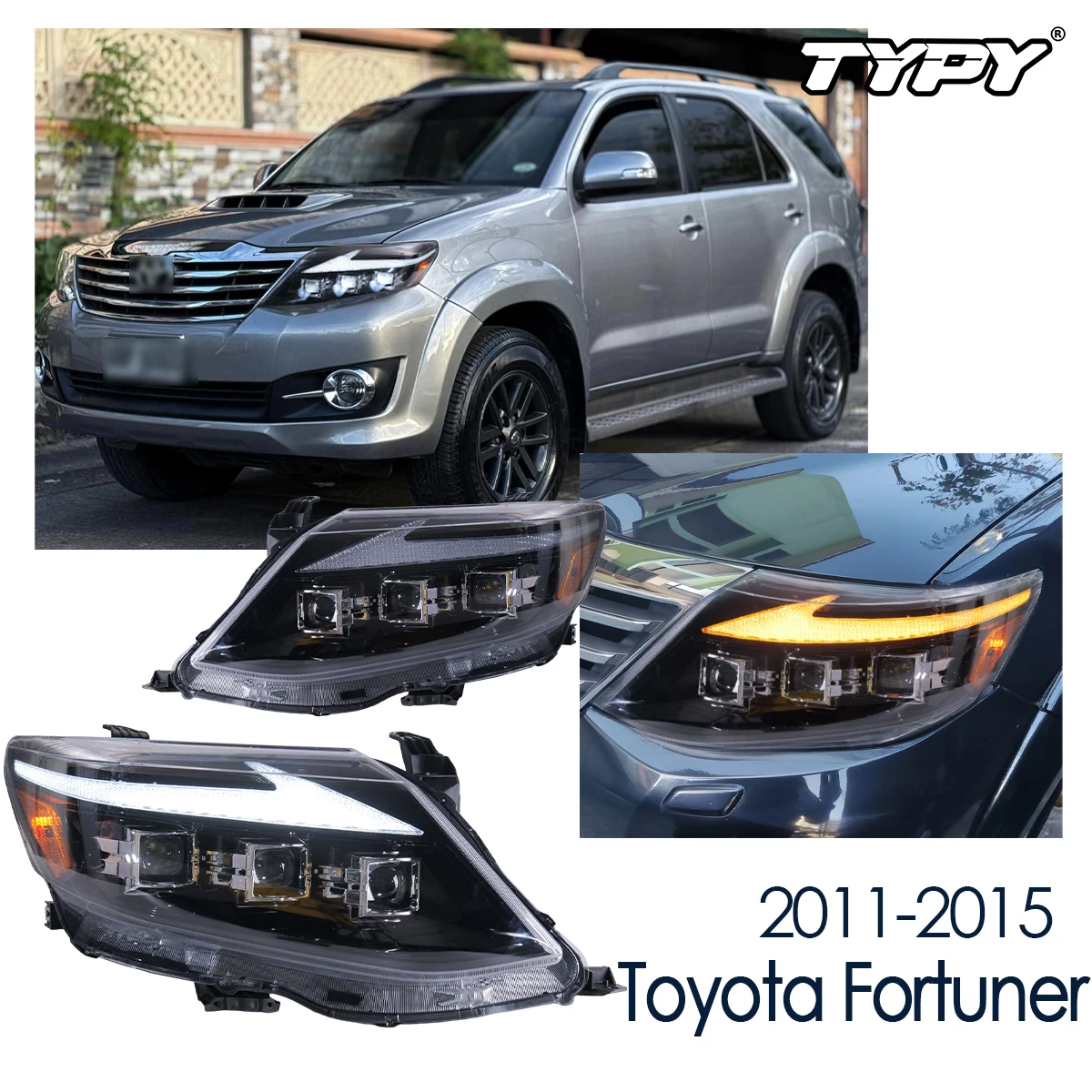 

TYPY Car Styling For Toyota Fortuner 2011-2015 Headlight LED Projetor head Lamp Daytime Running Light Automotive Accessories