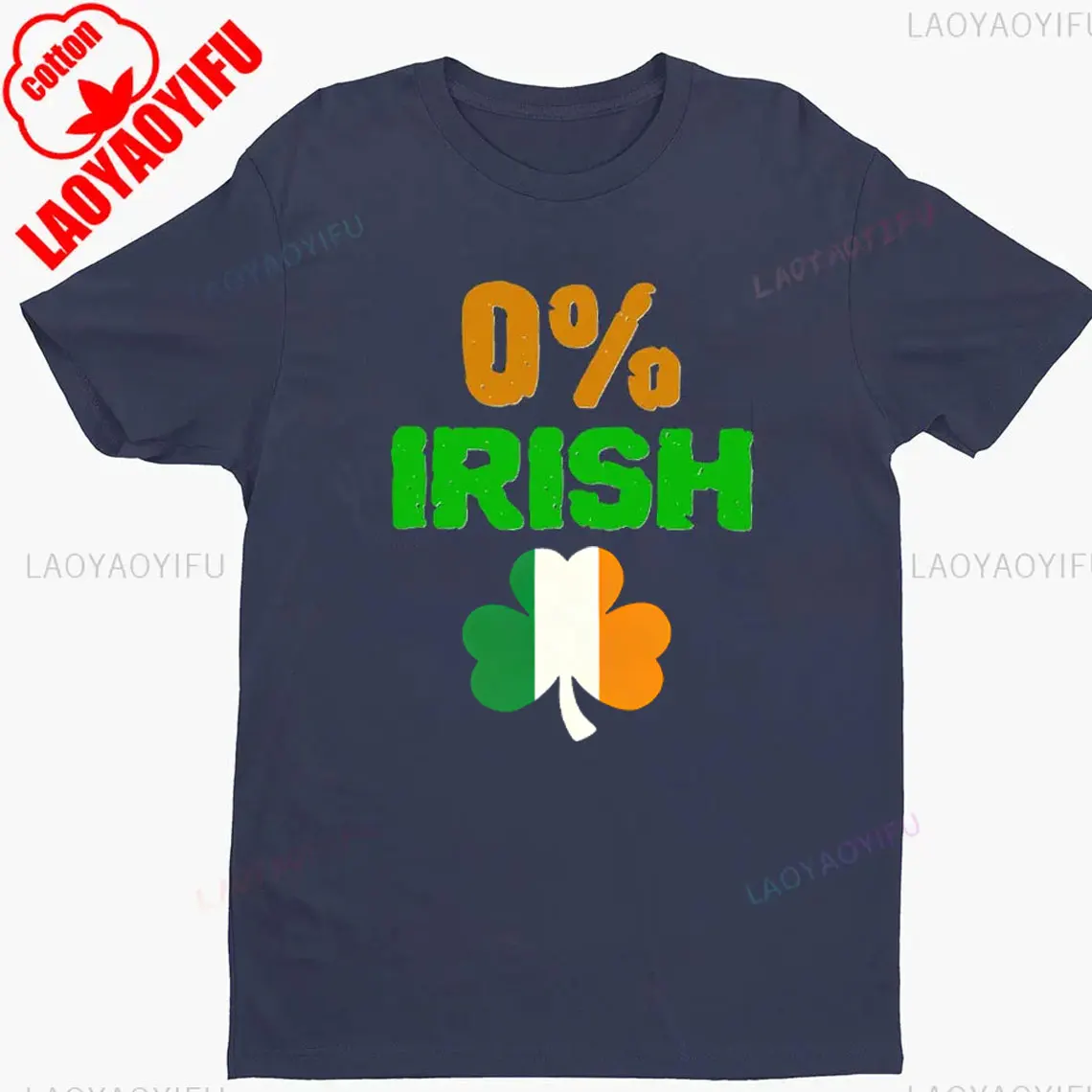 0% Irish Shirt, Funny St. Patricks Day T-Shirt, Gift for Saint Pattys Day Party Pub Crawl Irish Flag Tee Drinking Shirts COTTON