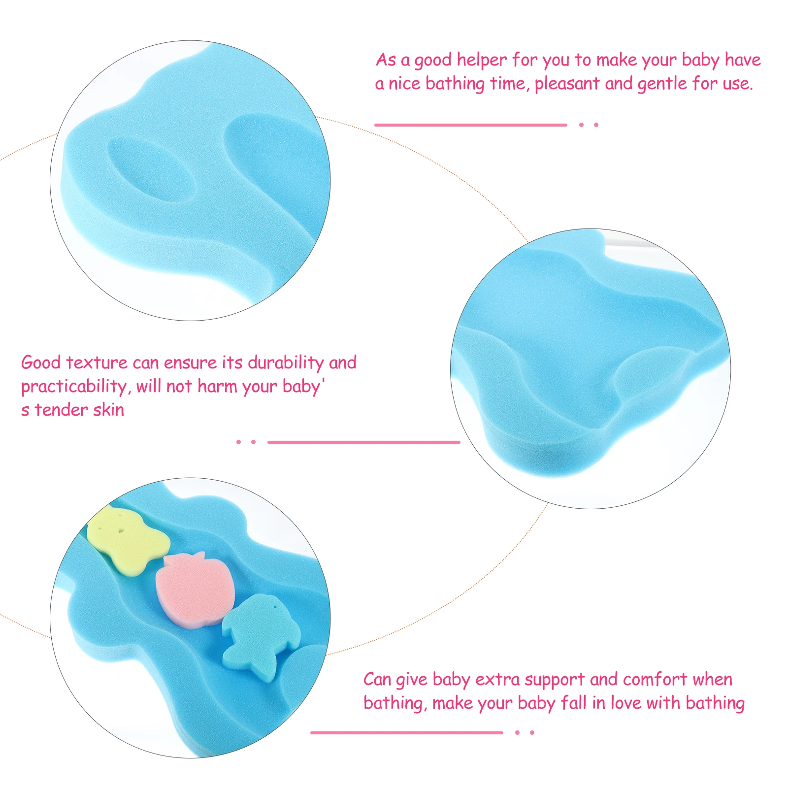 

Baby Bath Sponge Mat Non-Slip Bathtub Cushion Support Waterproof Easy Clean Newborn Bath Seat Safe For Kids Adult
