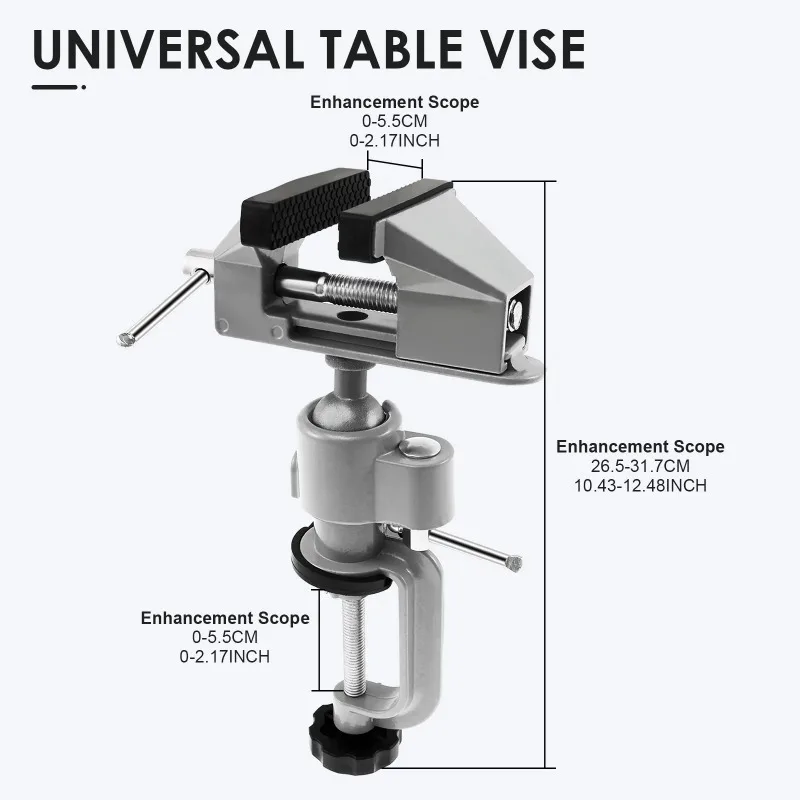 Tabletop Clamp Vice 360° Rotatable Table Vise Aluminium Alloy Work Bench Vise Portable Mini Bench Clamp Fixed Tool for Drilling