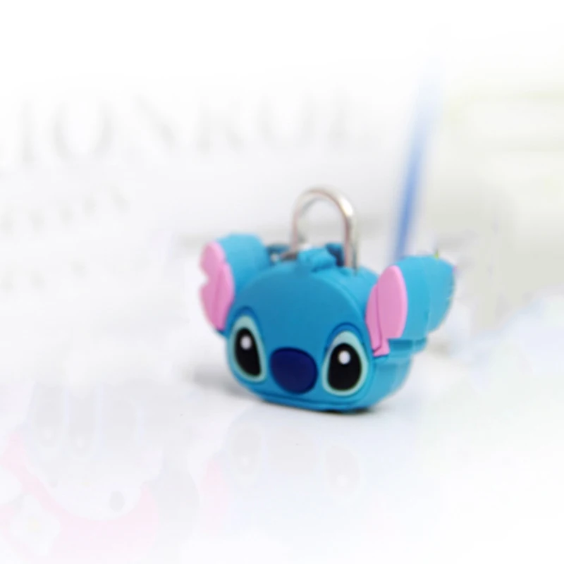 Disney Anime Stitch Lock Kawaii Stitch Lock Cartoon PVC Doll Metal Mini Padlock Creative Cute Luggage Lock Children's Gift