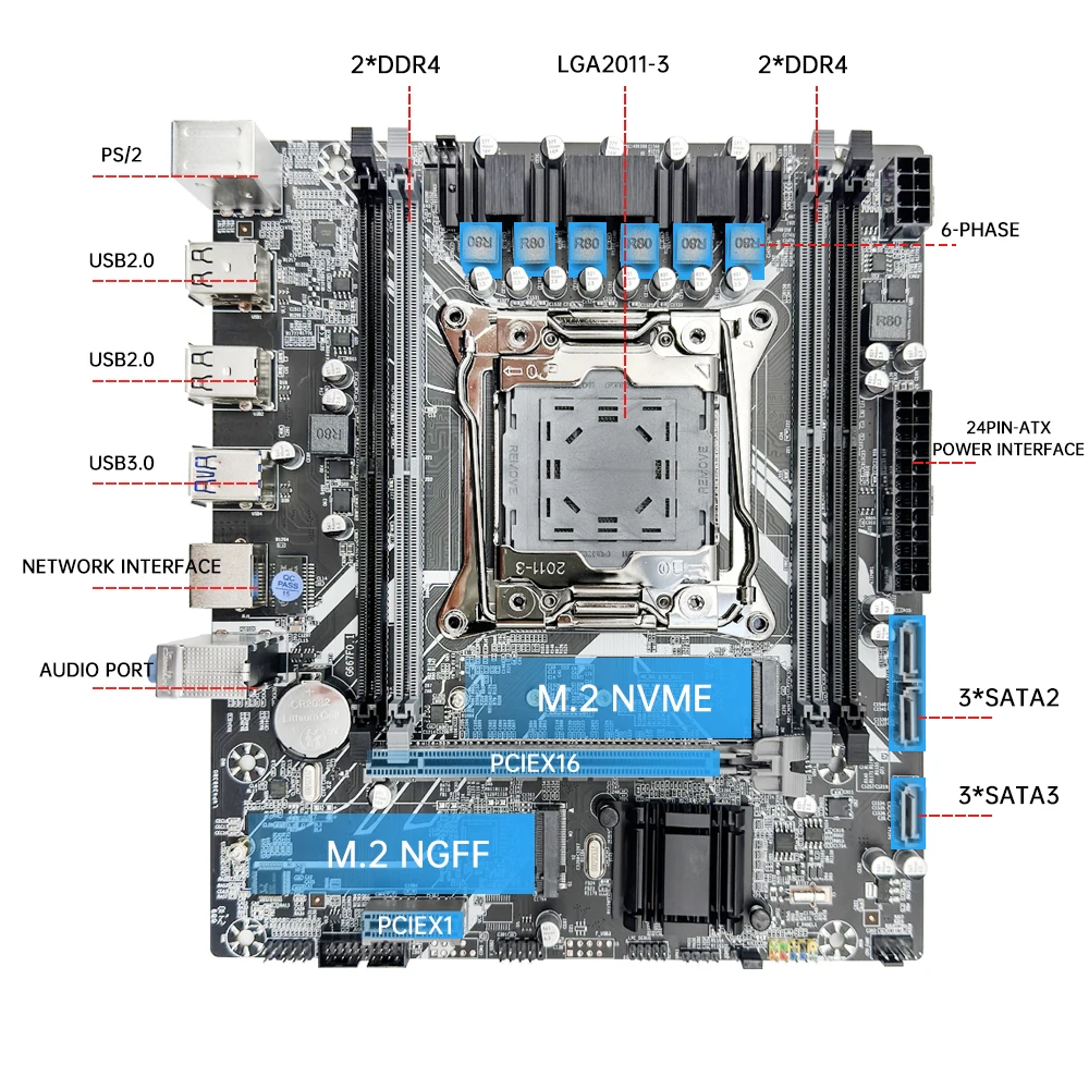 مجموعة اللوحة الأم SOYO X99 مع LGA2011-3 Xeon E5 2680 V4 CPU DDR4 16GB (2*8GB) 2133MHz RAM NVME M.2 SATA للكمبيوتر المكتبي