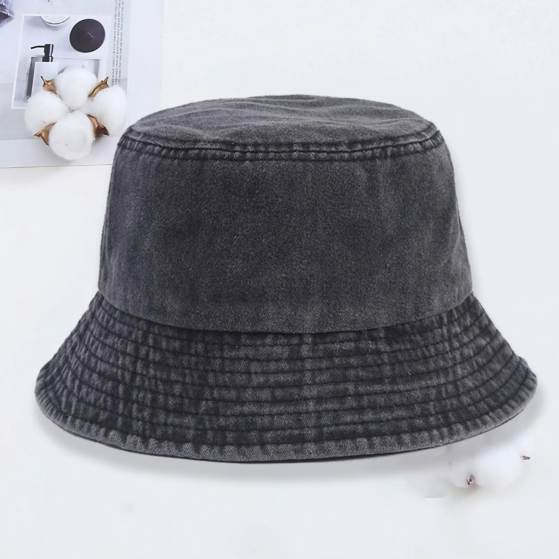 Custom logo Denim Bucket Hat Fashion Washed Denim Cap Design Men Panama Hats Women Outdoor Casual Sunscreen Visor Fisherman Caps view 4