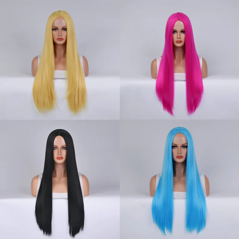 14 stili parrucca naturale lunga diritta rossa sintetica per le donne nere Cosplay parrucche complete Costume bambini capelli ricci