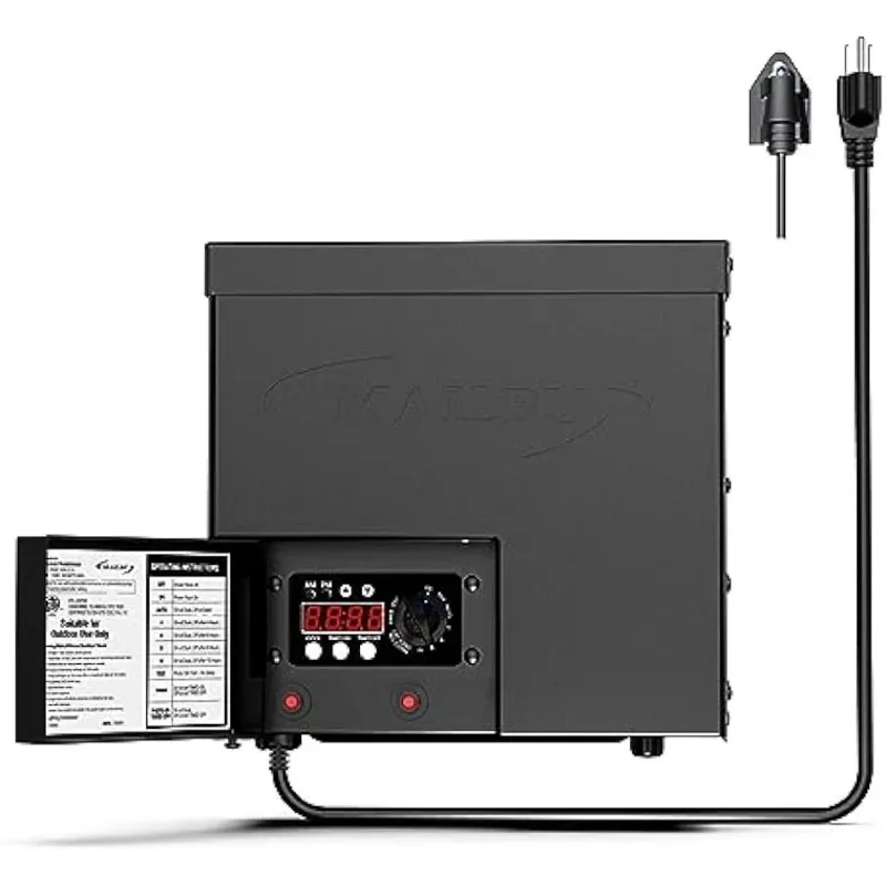 

Malibu Outdoor Low Voltage Transformer, Landscape Lighting Power Pack, Photo Sensor and Timer, 600 W, 120V Input, 12V Output