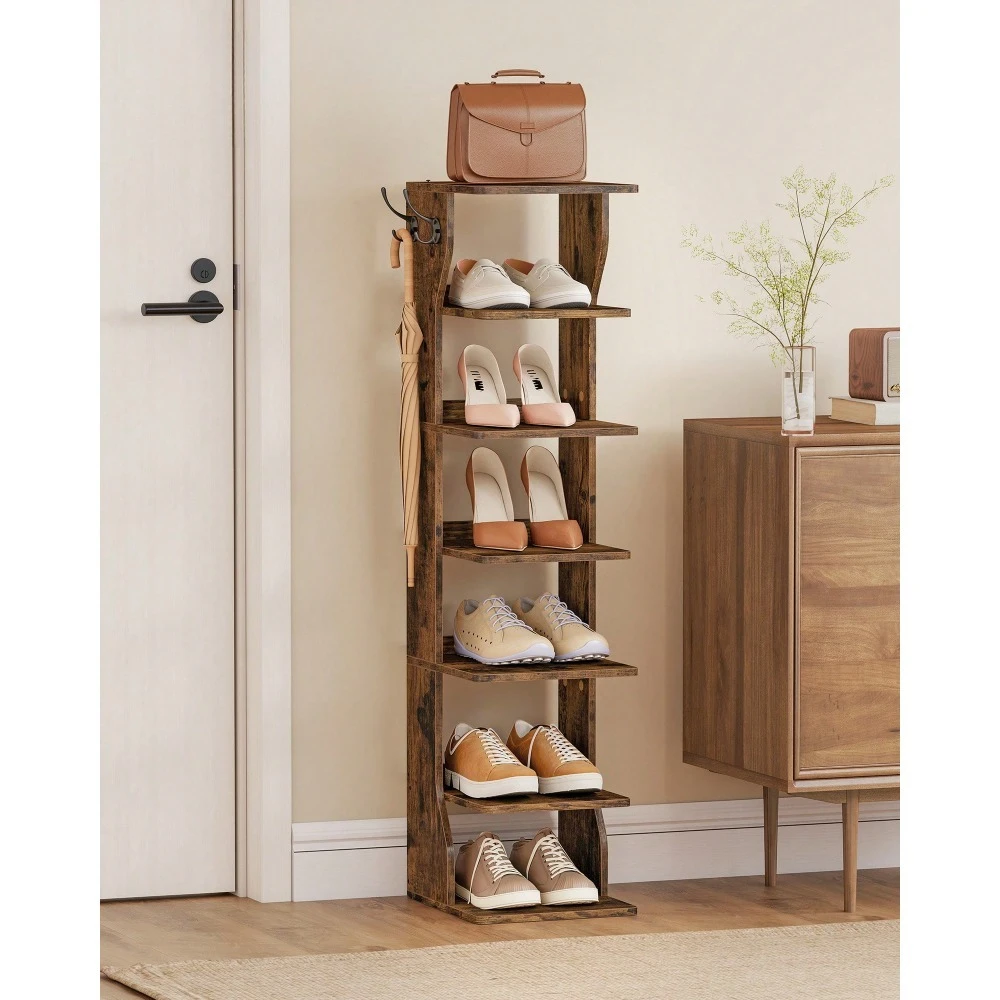 

Узкий органайзер для обуви с крючками, тонкая угловая полка-стеллаж, экономит место для прихожей и спальни