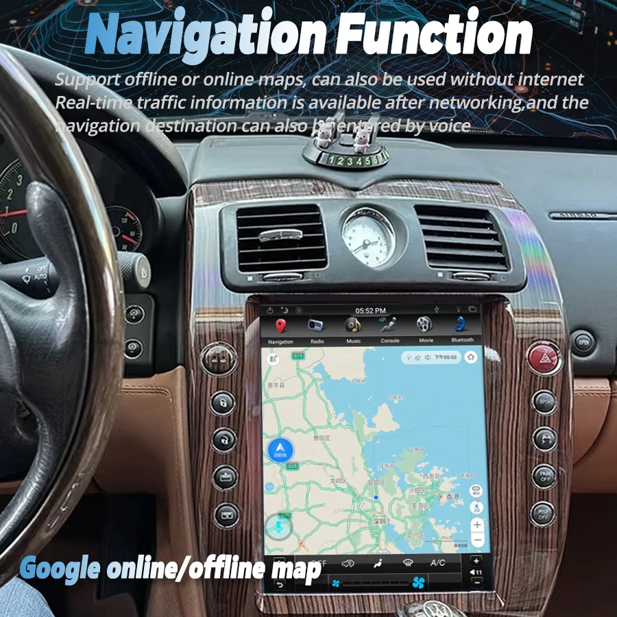 Android 13 12.1inch Vertical Screen CarPlay For Maserati QP Quattroporte 2004-2012 Car GPS Navigation Multimedia Video Player