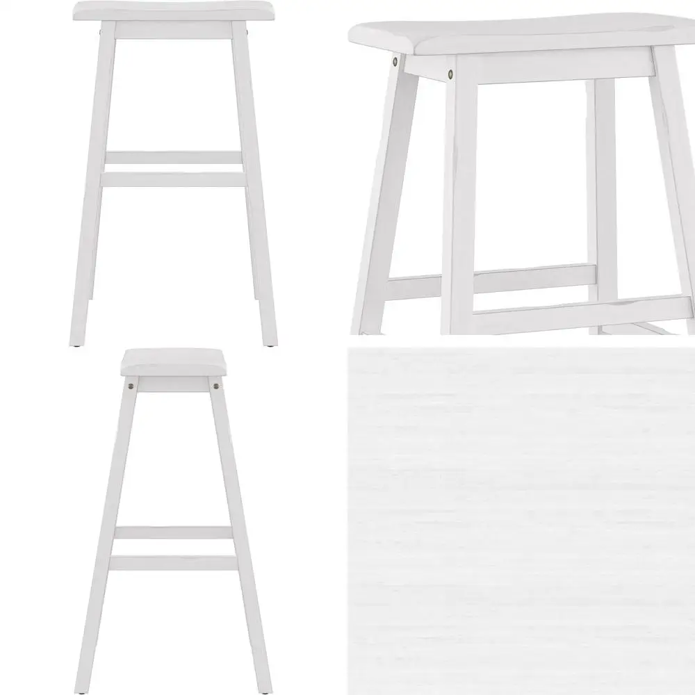 

Classic 24' Tall Kitchen Stools, White, 4-Pack with Backs, Square Legs taburetes chair dining chairs shoe bench