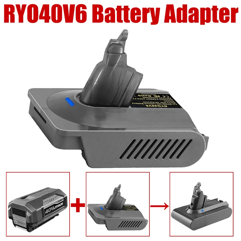 

For Ryobi 40V Li-ion Batteries Convert To for Dyson V6 Series Cordless Handheld Vacuum Cleaner RYO40V6 Battery Adapter Converter