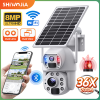 SHIWOJIA 8MP Solar Camera 4G SIM 36X ZOOM Outdoor 360° Wireless WIFI Solar Panel Battery Security Camera PIR Video CCTV Cameras