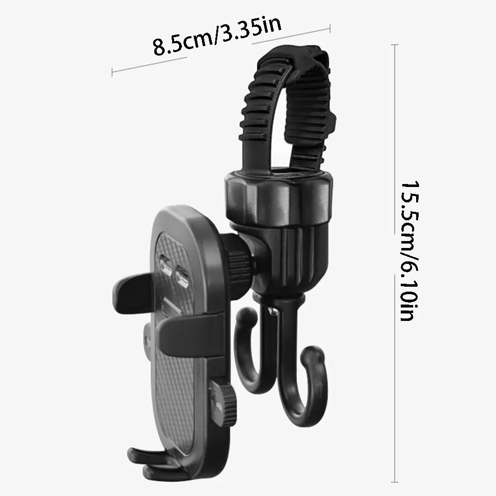 2 in 1 유모차 훅 안정적인 회전식 유모차 휴대폰 홀더 다기능 창의적인 자전거 걸이 이중 훅