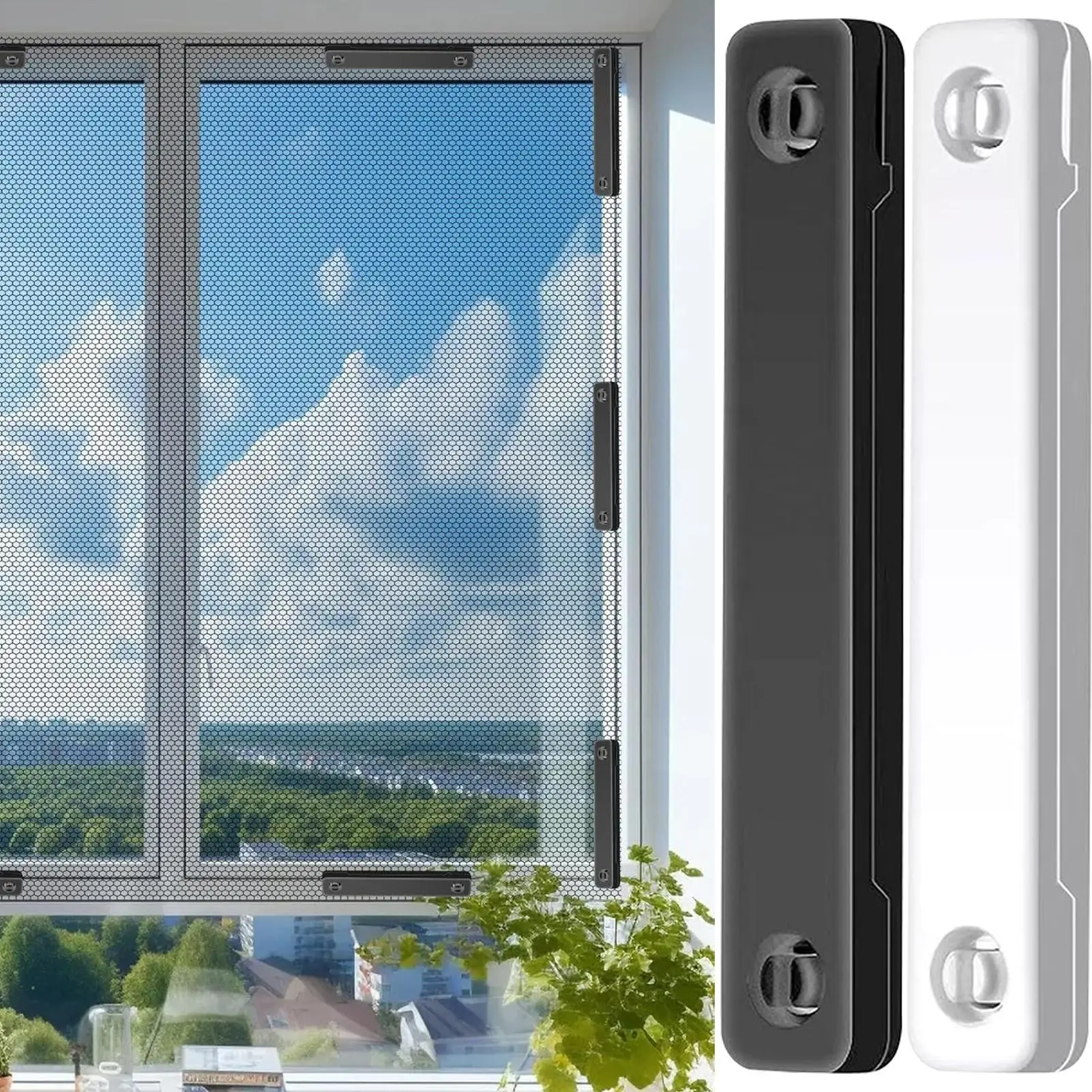 12x Magnetic Window Screen Clip Prevention Insect Door Window Screen Netting Fixation Buckle Free-Drilling Installation Clip