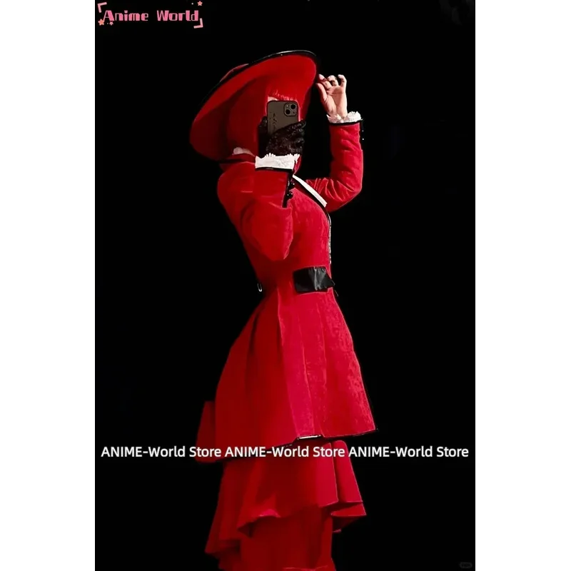"애니메이션 블랙 버틀러 안젤리나 레드 마담 레드 다크 코스프레 의상(모자 포함)"