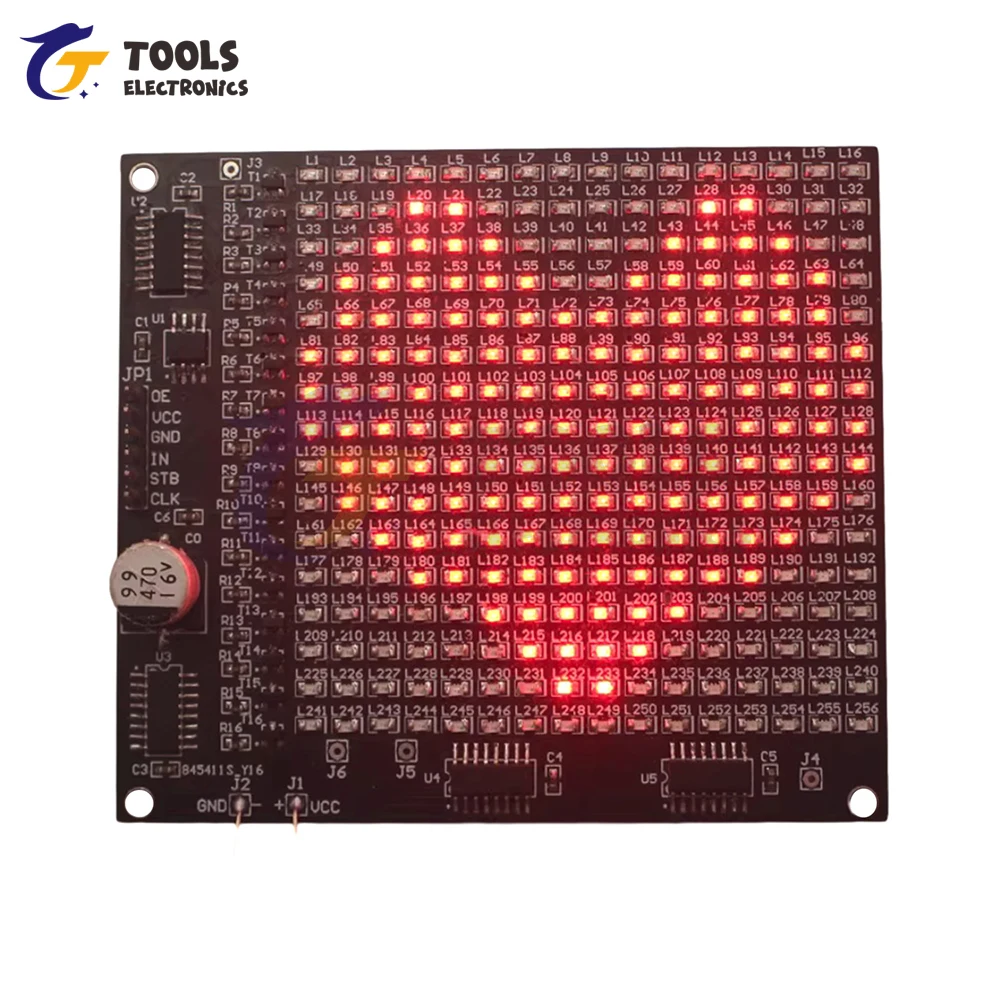 DIY 電子キット 64LED/256LED 赤色ディスプレイ LED SMD ドットマトリックス広告スクリーン 楽しいはんだ付け練習 溶接練習キット