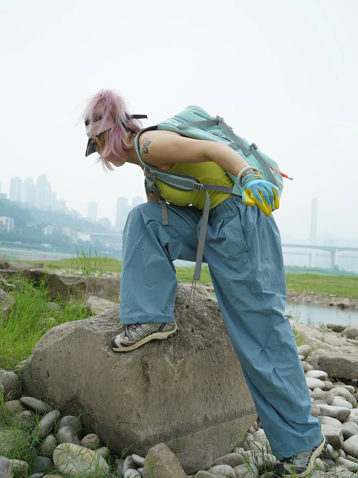 Outdoor Workwear Pants New Summer Dopaamine Loose Fit Quick Dry Waterproof Parachute Pants Polyester Fiber Natural Waist