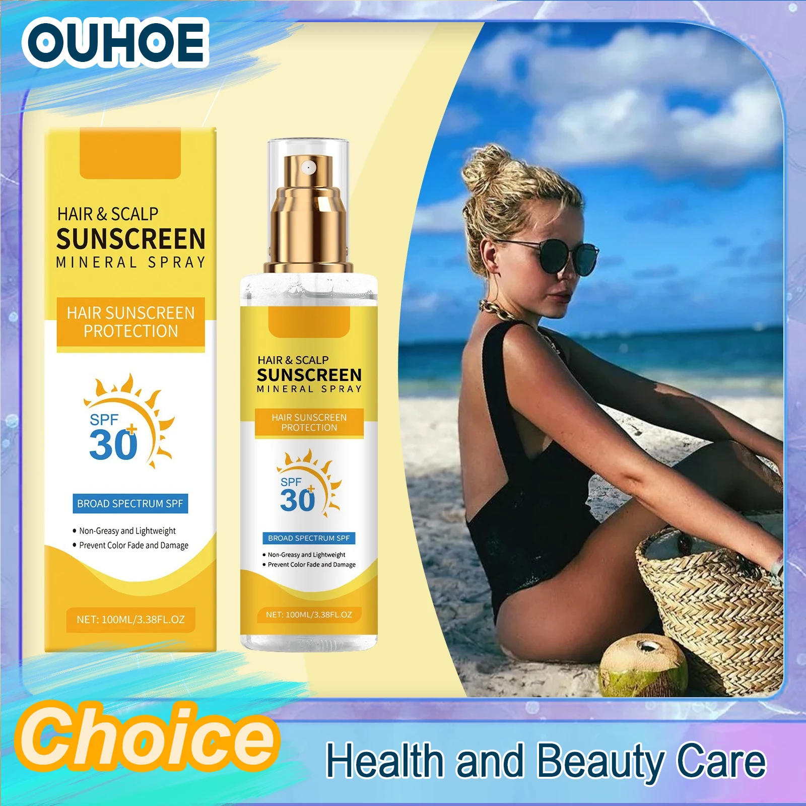 SPF30+ Scalp Sunproof Spray Prevent Head Sunburn Long Lasting Protect Hair Color Summer Beach Outdoor Solar Protector Sunscreen