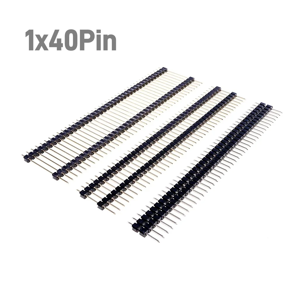 5 20 50Pcs 15 17 19 21 23 25 30 35 40 45MM Height 1x40 PIN 2x40P 2.54 Pitch PCB Male Header Dual Insulator Straight Through Hole