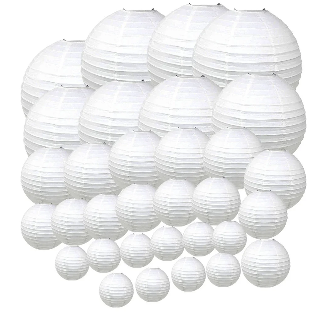 

32PCS 5 Mix Sizes White Paper Lanterns Party Set for Wedding Festival Christmas Decoration