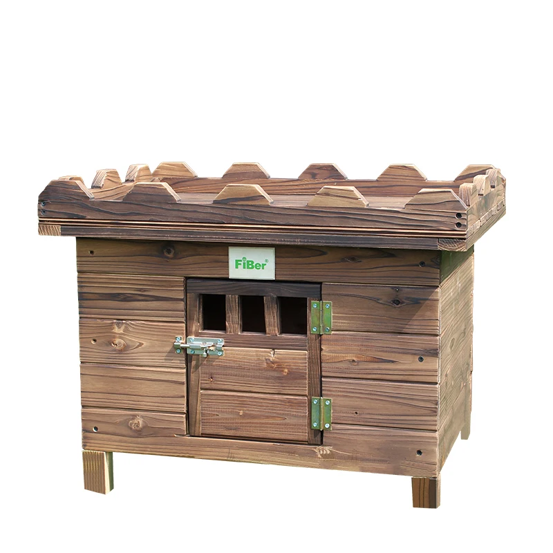FIBER carbonized solid wood indoor flat top wooden dog house cat house dog cage pet house can be placed with flower