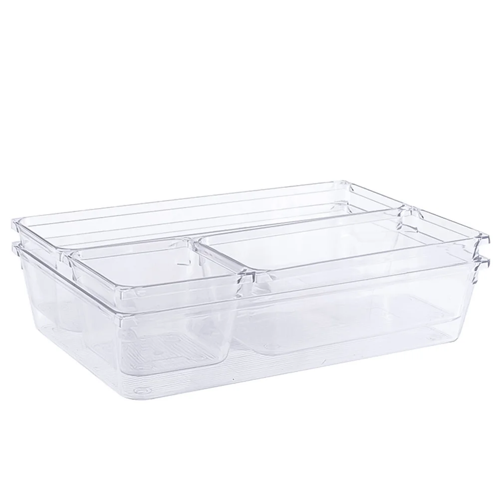 

1Set Jewelry Storage Box Transparent Desktop Organizer Stackable Plastic Desk Storage Case for Bedroom Living Room Study