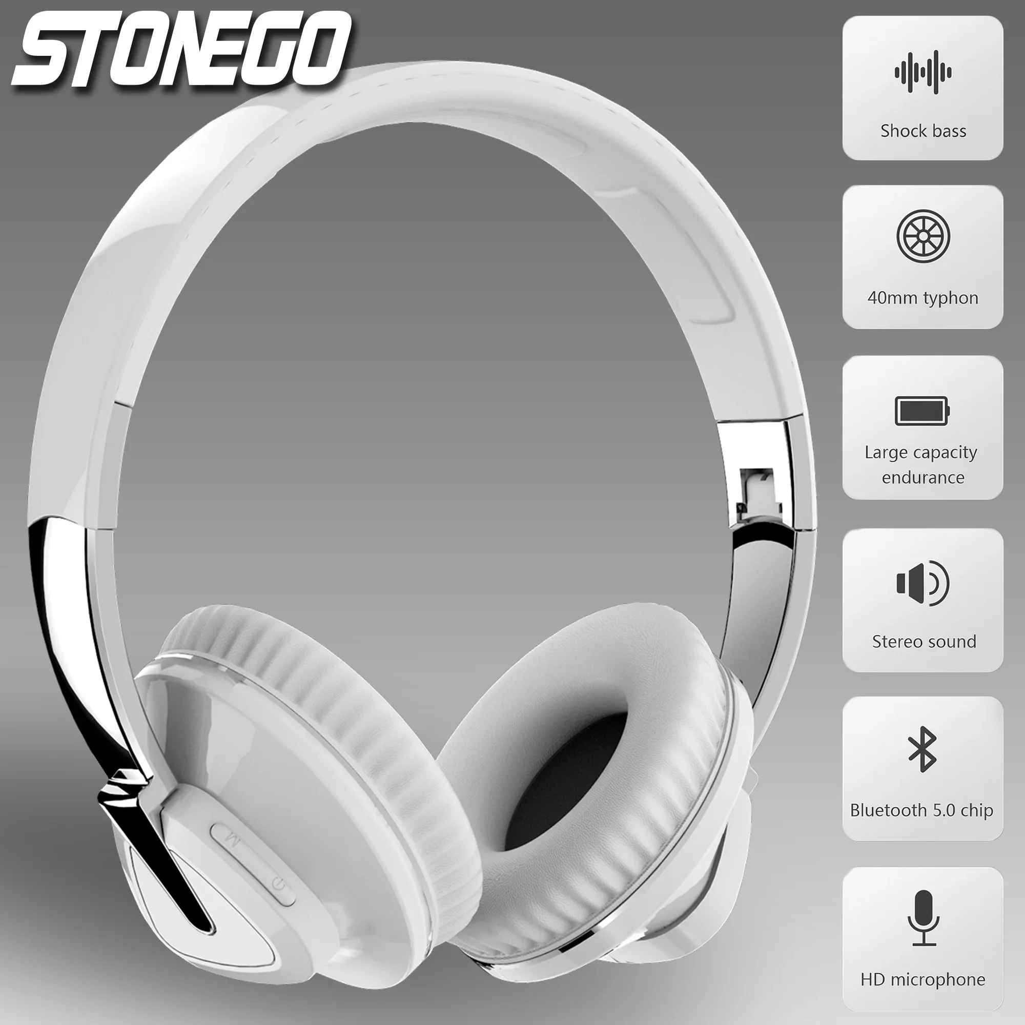 Wireless Over-Ear Bluetooth Headphones - Heavy Bass, Foldable Design, Type-C Port, Full-Cover Ear Cups, 9D Surround Sound