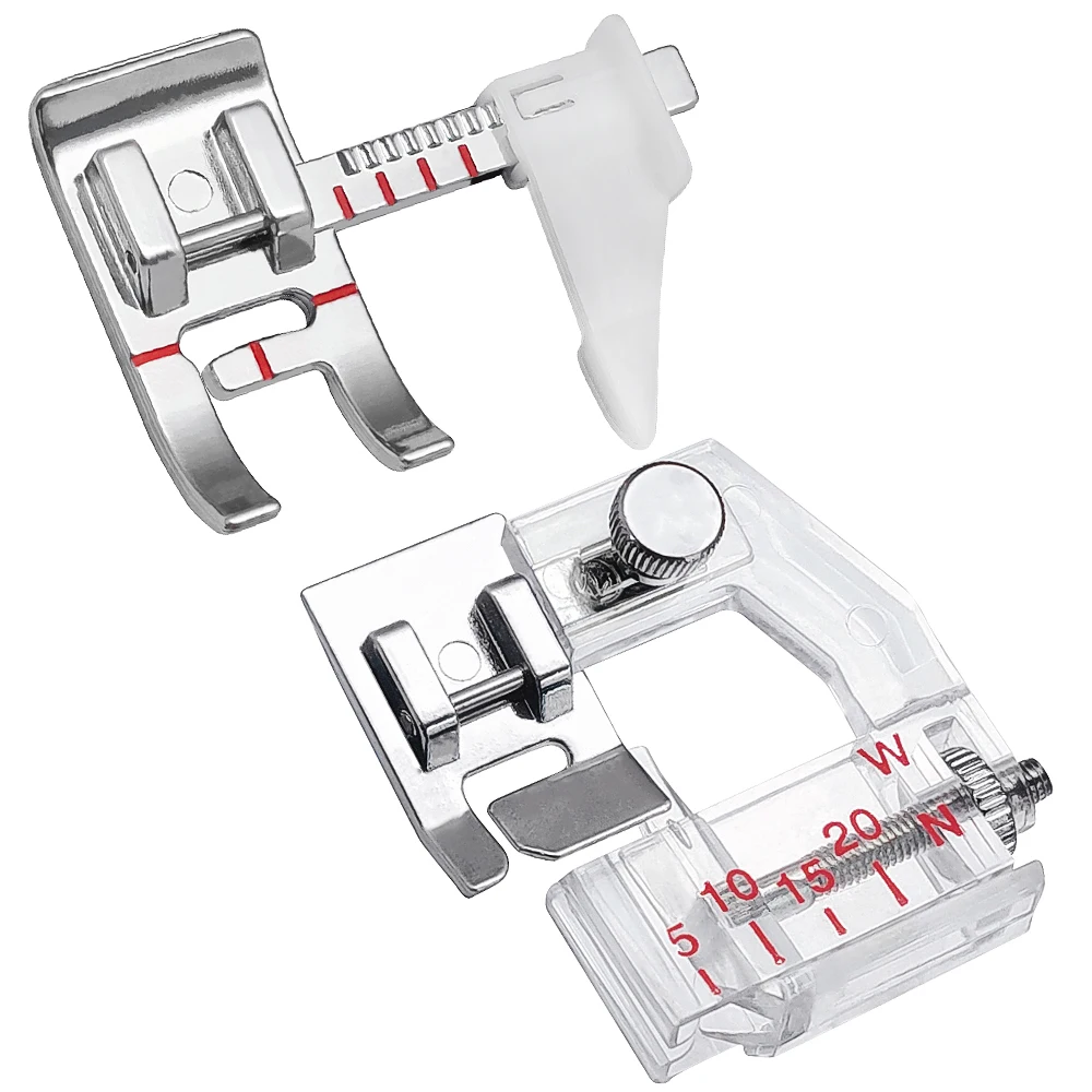 Adjustable Bias Tape Binding Foot & Adjustable Guide Ruler Presser Foot For Singer Brother Household Sewing Machine Accessories