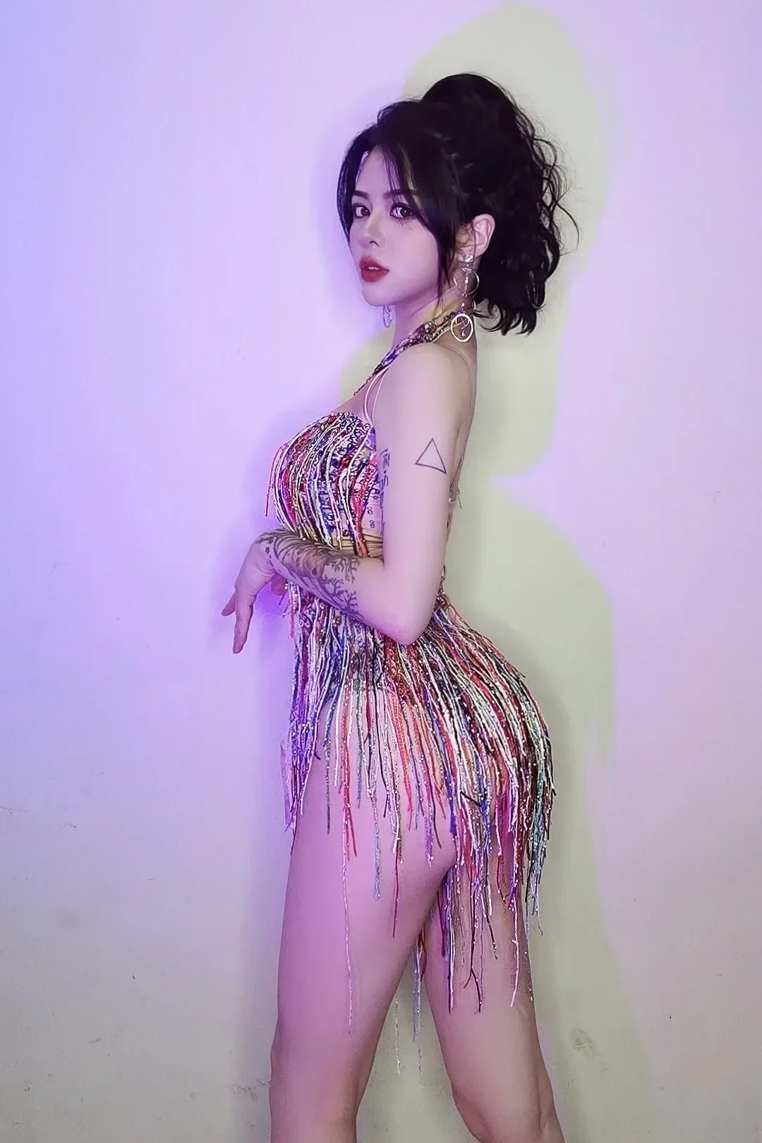 Body Sexy con diamantes de imitación coloridos y brillantes para mujer, ropa para club nocturno, DJ, baile de graduación, trajes de Drag Queen para escenario