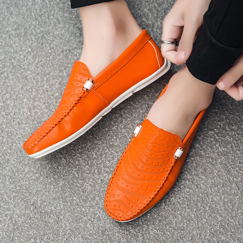 Trendy Flat Green Loafers Man Fashion Slip-on Casual Shoes For Men Soft Comfortable Breathable Non-slip Men's Leather Moccasins