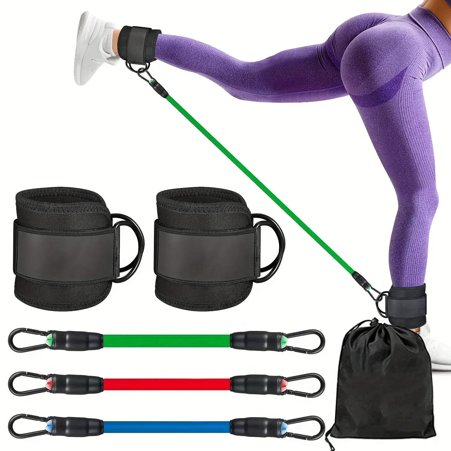 

Booty Leg Resistance Bands with Ankle Strap Hip Fitness Trainer Pull Rope Exercises Band Leg Butt Training Women Glutes Workout