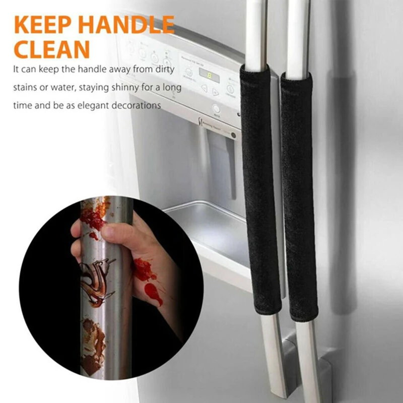 1/2Pcs Kitchen Appliances Gloves Dustproof Refrigerator Door Handle Cover Handmade Decor Protector for Fridge Ovens Dishwashers