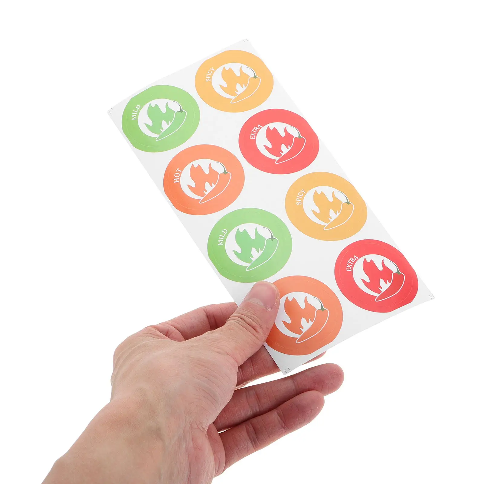

10 Sheets Spicy Food Warning Stickers Chili Pepper Flame Level Indicator Labels for Hot Sauce Bottles Jars