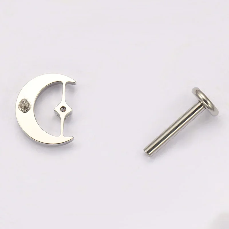 ZOOR F136 التيتانيوم القمر ستار تشيكوسلوفاكيا ثقب الموضوع الداخلي Labret 18 جرام/16 جرام شقة الظهر القرط اللولب مسمار الغضروف ثقب الجسم