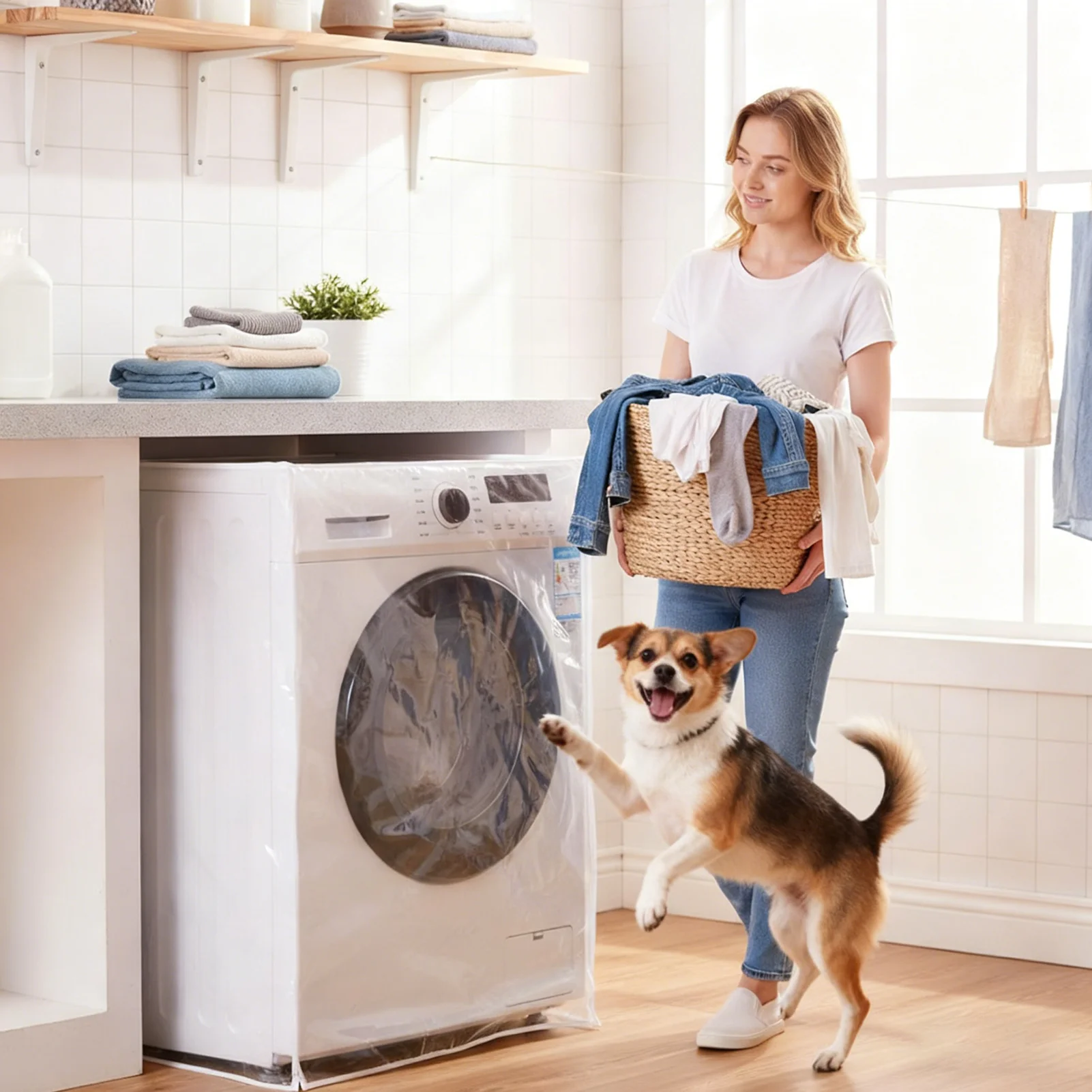 

Transparent Washing Machine Dustproof Cover Anti-Corrosion Cover For Automatic Roller Washing Machine Durable Waterproof Case