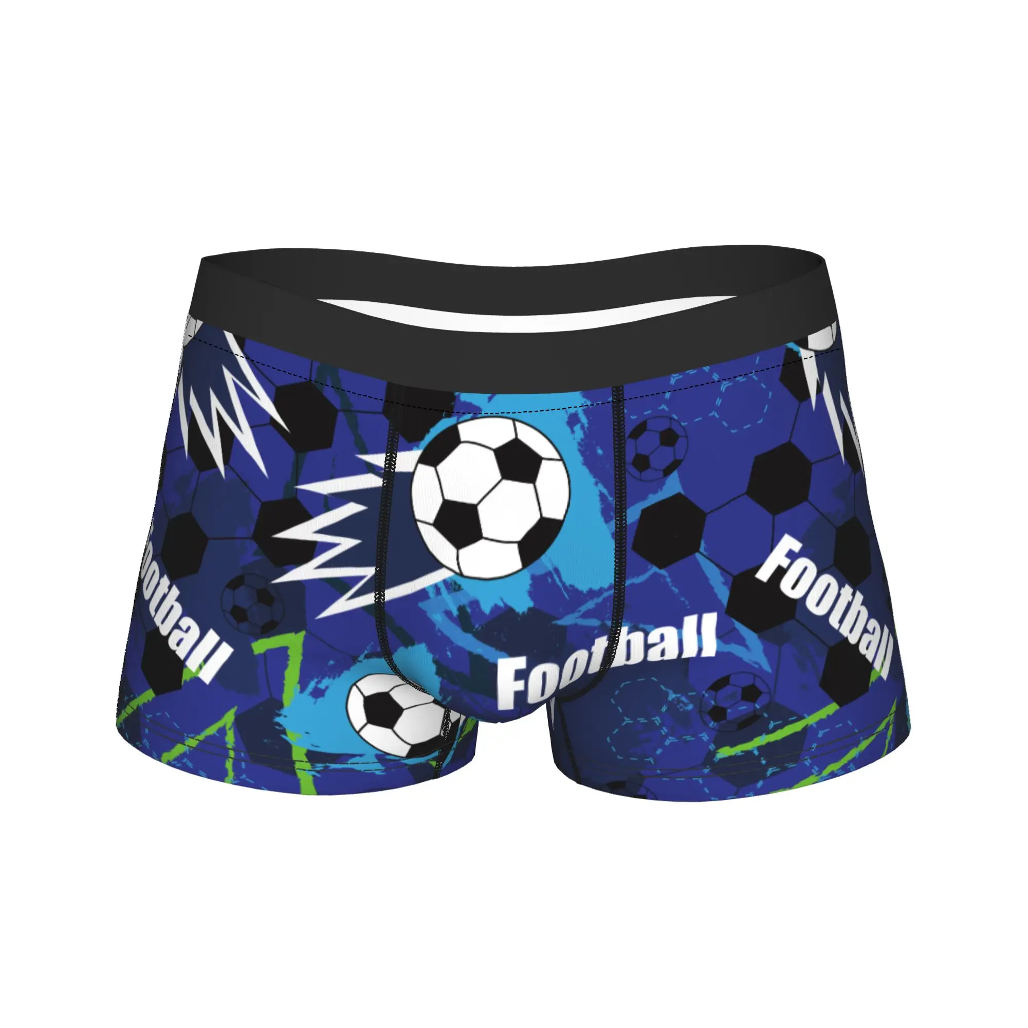 Men Cartoon Soccer Ball Football Long Underwear  Humor Boxer Briefs Shorts Panties Male Breathable Underpants Plus Size