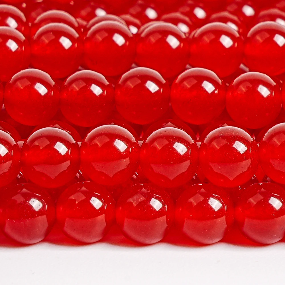 

Color Treated 8mm Chilli Red Jade Round Beads AAA Quality Sparkling Loose Beads for Bracelet Necklace Making DIY Jewelry Beads