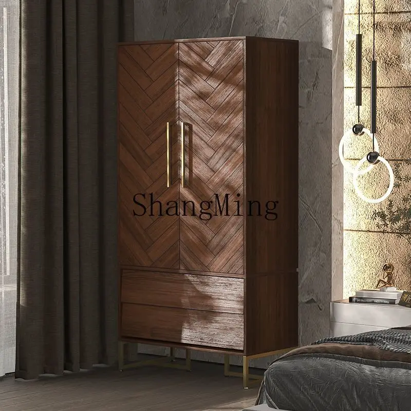 

FG new solid wood light luxury wardrobe modern simple home solid wood wardrobe