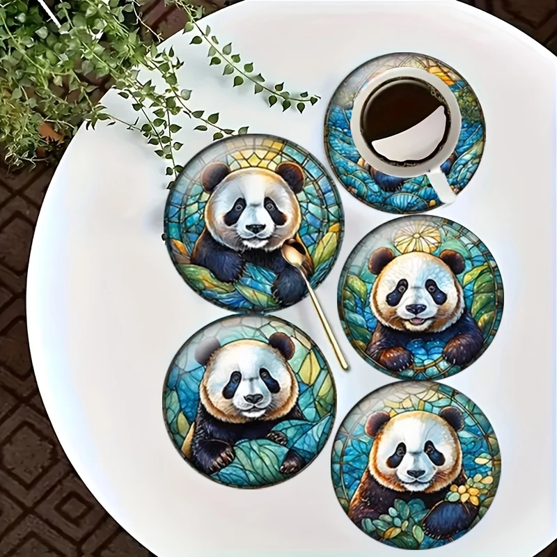 2D Giant Panda Eastern Wooden Coasters Furniture Decoration  Desktop Protection Photography Props Children's Day Decorative Gift