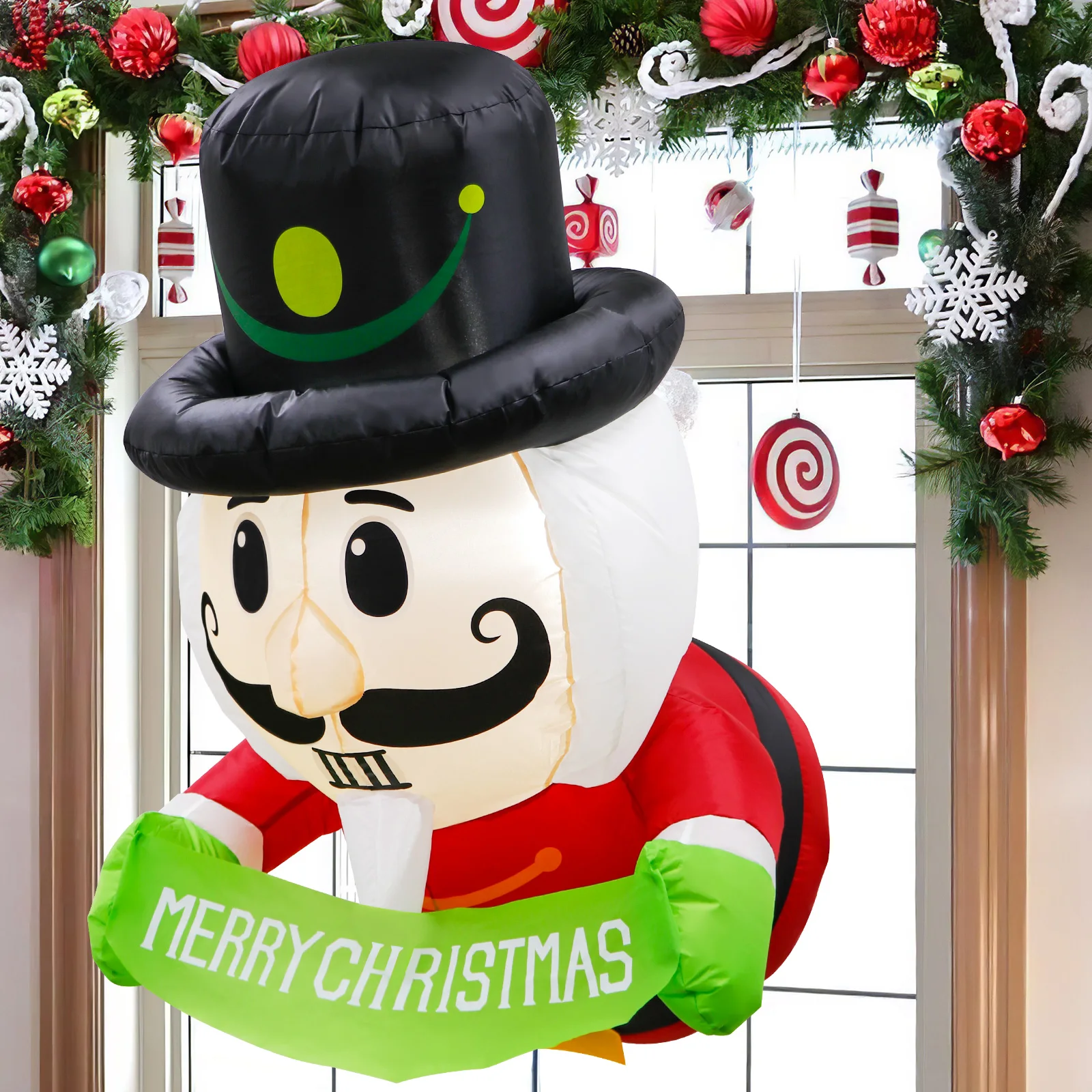 3.5ft Inflatable Christmas Decoration – Nutcracker Design; suitable for parties, yards, gardens, and home settings.