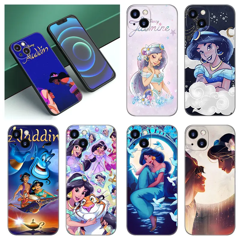 Aladdin Princess Jasmine Black Silicone Phone Case For Apple iPhone 12 13 Mini 11 14 15 Pro Max 7 8 Plus X XR XS SE 2020 2022