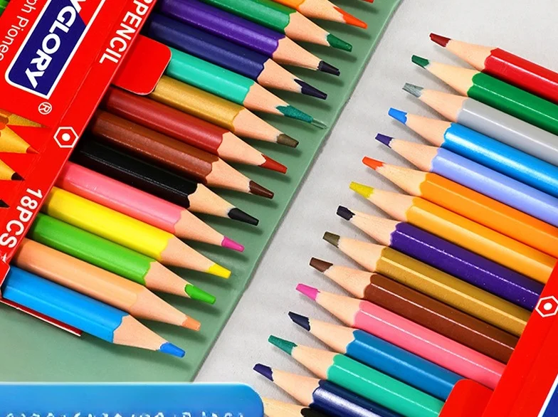 Wood Free Oil Color Pencils Hexagonal Thick Core Student Drawing Pencils Packed Box Eco Friendly