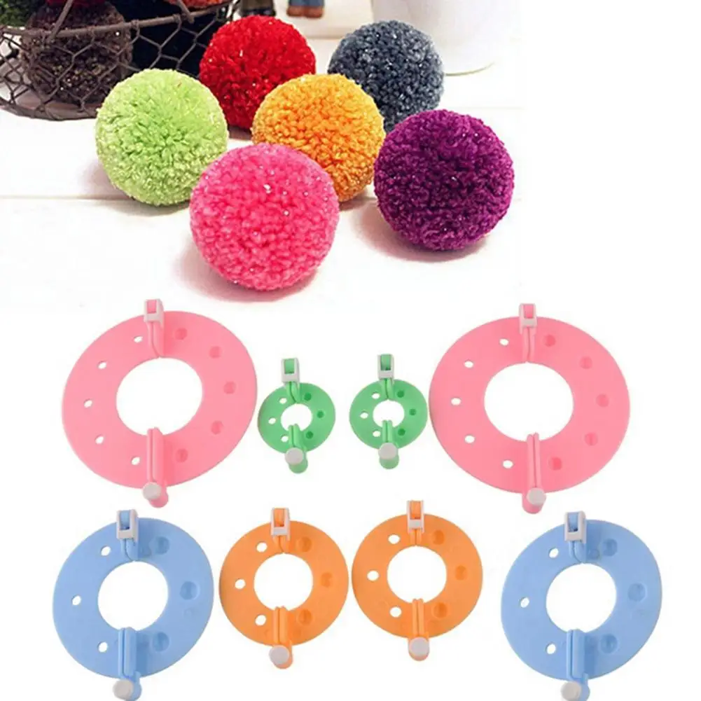 

4 Sizes DIY Sewing Tools Pompon Set Plastic Pom Pom Maker Clover Fluff Ball Weaver Needle Craft Knitting Tool Color Random