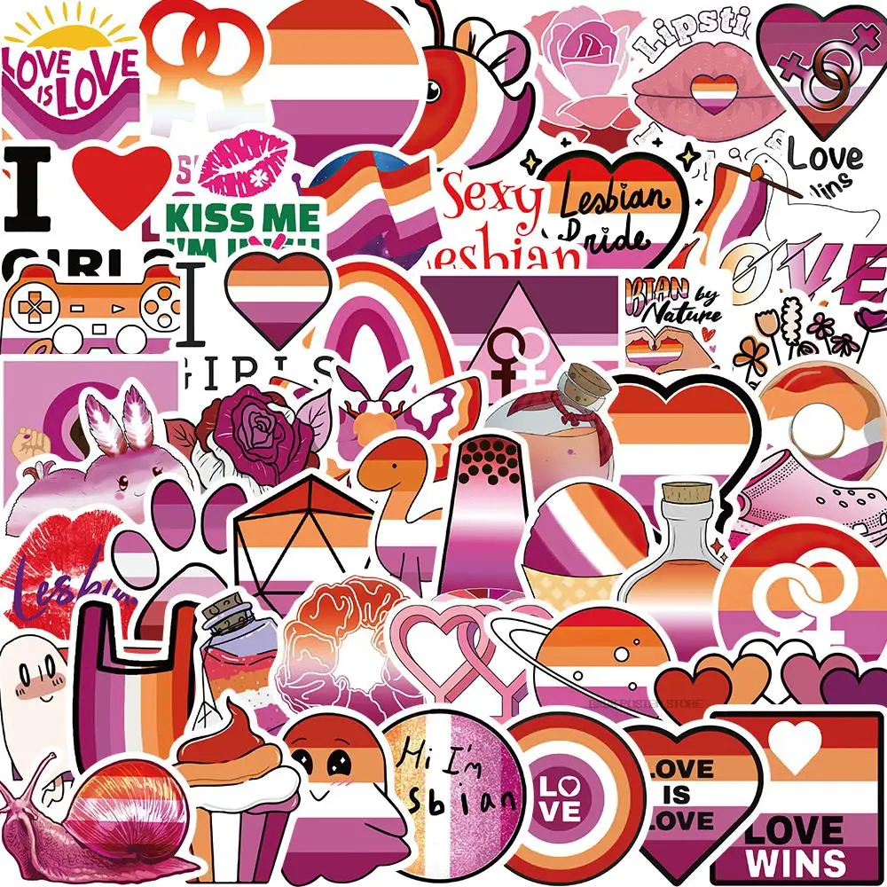 50pcs Lesbian Sticker For Skateboard Suitcase Bicycle Backpack Nostalgia Decoration Salon Wall Decor Stickers Fans Gift