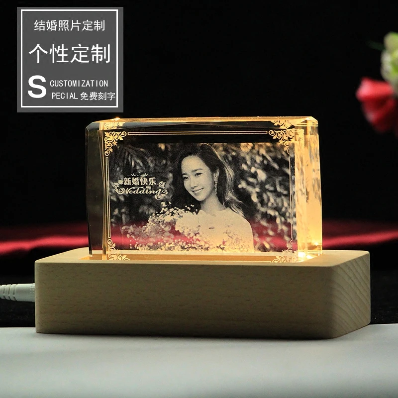 TOP COOL festival Birthday romantic present gift box BEST lover girl Friend wife photo Custom photo 3D Crystal Figurine statue