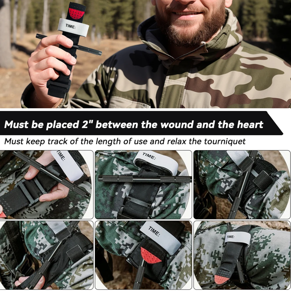 Tourniquet Tactical Emergency Strap Single Handed Medical First Aid Equipment for Hiking Camping Travel Outdoor Sports Emergency