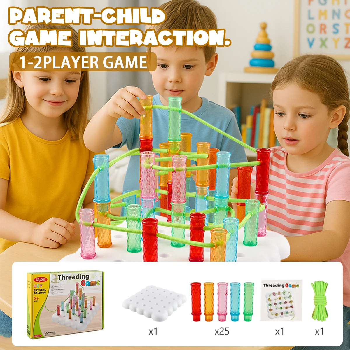 Kids Montessori Rainbow Boards Stringing Sensory Toys Color Sorting Counting Activity Pegboard Education Fine Motor Skills Toys