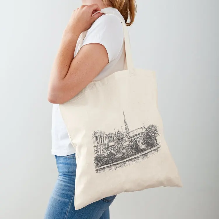 

Notre-Dame de Paris Tote Bag Reusable bags Canvas supermarket folding bag Women bags