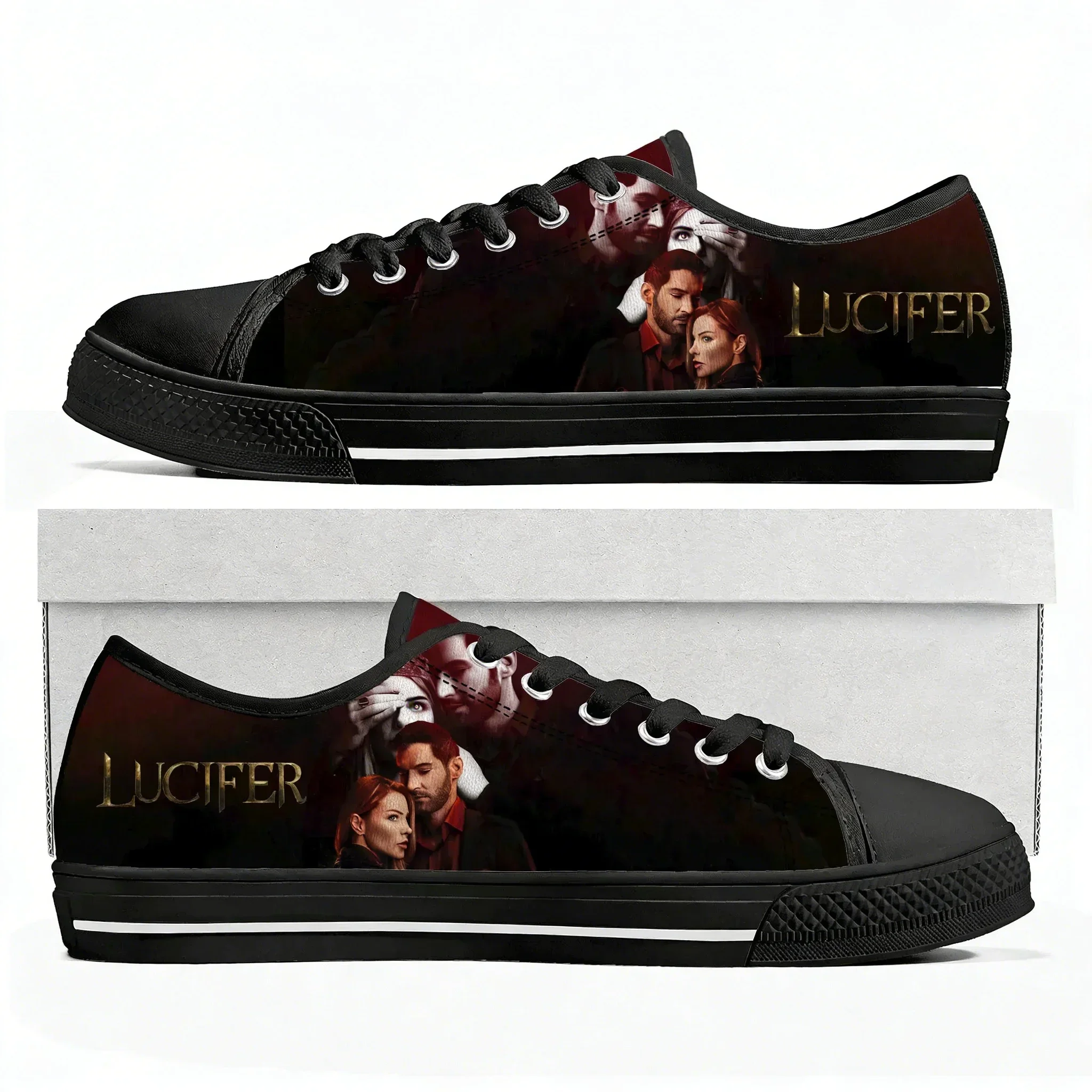 Кроссовки Lucifer Low Top для мужчин, женщин и подростков, высококачественные кеды Tom Ellis из холста, повседневная обувь для пар, возможность индивидуального дизайна.