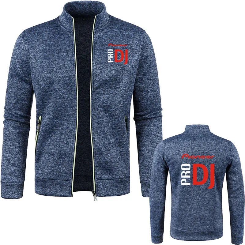 Pioneer Pro Dj print Jackets Sweatshirt Men's Loose Casual Fashion Solid Color Fleece-lined Jacket Business Leisure Men's coat