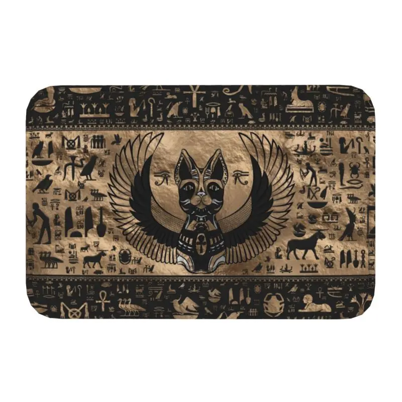 Custom Egypt Egyptian Cat Goddess Doormat Anti-Slip Entrance Bathroom Kitchen Door Floor Mat Hieroglyphic Garden Carpet Rug